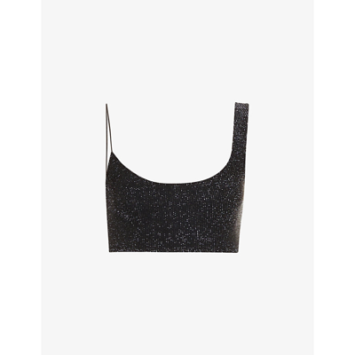 Shop Alix Nyc Perry Cropped Stretch-jersey Top In Black/silver 046
