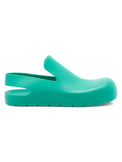 Shop Bottega Veneta Men's Rubber Platform Slingback Sandals In Acid Turquoise