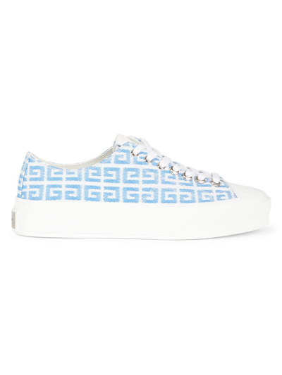 Shop Givenchy Women's City Jacquard Low-top Casual Sneakers In White Blue