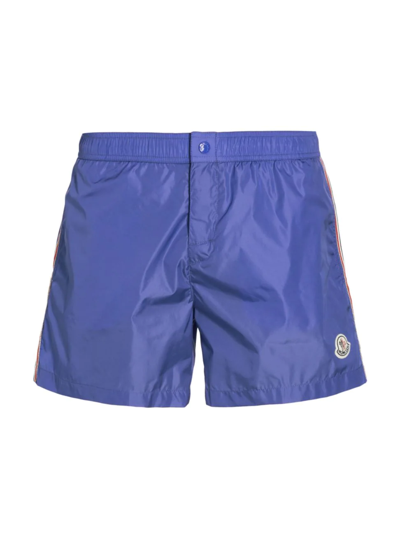 Shop Moncler Men's Nylon Swim Shorts In Bright Blue