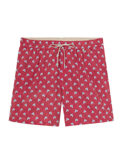 Shop Loro Piana Men's Bay Graphic Print Swim Shorts In Red Vespa
