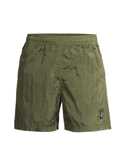 Stone Island Khaki Garment-dyed Swim Shorts In Olive | ModeSens