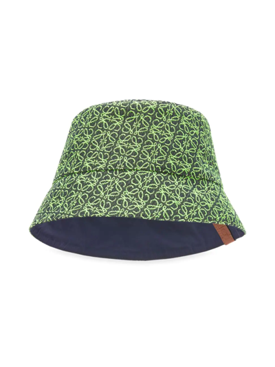 Shop Loewe Men's Reversible Anagram Bucket Hat In Apple Green