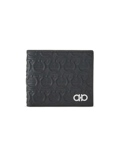 Shop Ferragamo Men's Embossed 2.0 Bifold Wallet In Nero