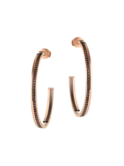 Shop Boucheron Women's Quatre Classique 18k Pink Gold & Brown Pvd Large Hoop Earrings