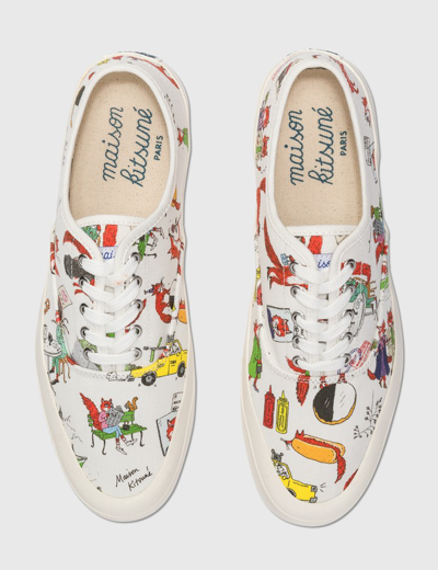 Shop Maison Kitsuné Oly All-over Print Laced Sneakers In Multicolor