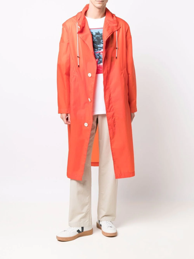 Shop Mackintosh Wolfson Hooded Coat In Orange