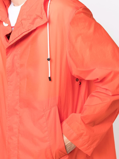 Shop Mackintosh Wolfson Hooded Coat In Orange