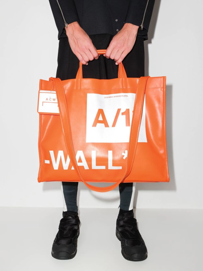 Shop A-cold-wall* Logo-print Tote Bag In Orange