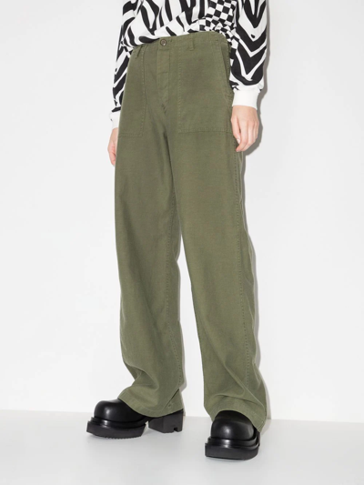 Shop R13 Low-rise Wide-leg Trousers In Green