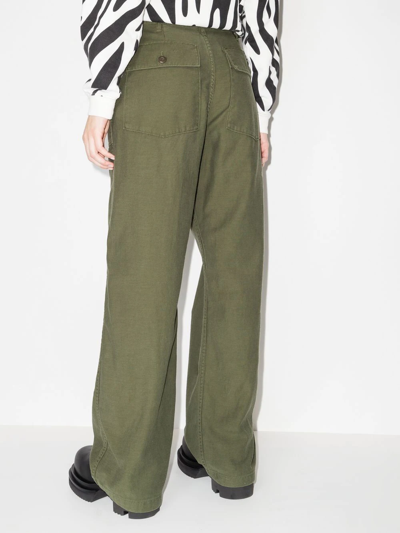 Shop R13 Low-rise Wide-leg Trousers In Green