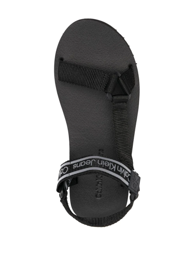 Shop Calvin Klein Jeans Est.1978 Logo-print Touch Strap Sandals In Black