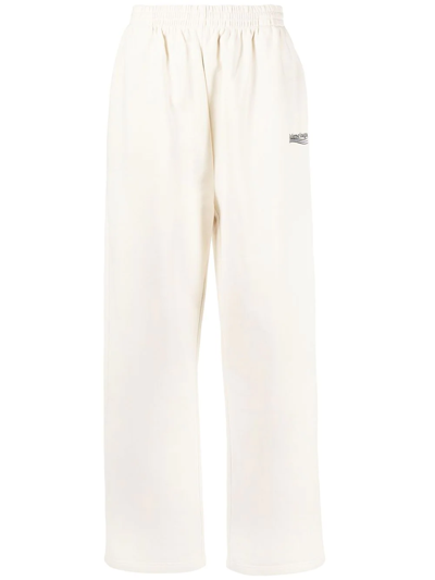 Balenciaga Logo-embroidered Cotton-jersey Track Pants In Cream Multi |  ModeSens