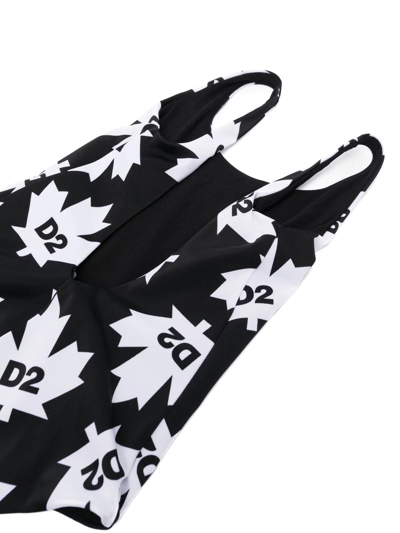Dsquared2 Maple Leaf-print Swimsuit In Black