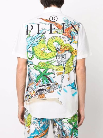 Shop Philipp Plein Skeleton Tattoo-print Short-sleeve Shirt In White