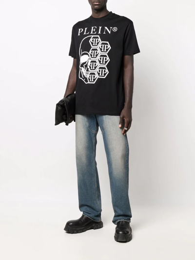 Shop Philipp Plein Skull-print Monogram T-shirt In Black