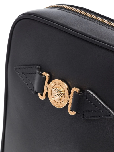 Versace Black Leather Medusa Biggie Crossbody Bag In Multi