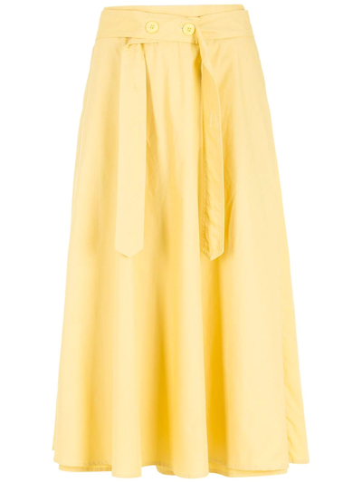 Shop Alcaçuz High-waisted Midi Skirt In Yellow