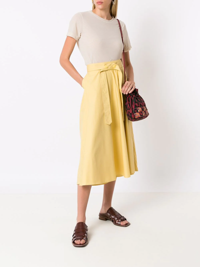 Shop Alcaçuz High-waisted Midi Skirt In Yellow