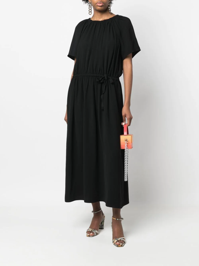 Yves Salomon Pleat Detailing Mid-length Dress In Black