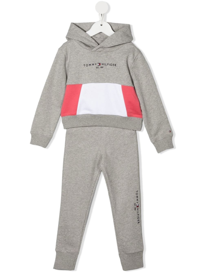 Tommy Hilfiger Junior Colour-block Tracksuit Set In Grey