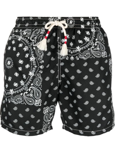 Shop Mc2 Saint Barth Bandana-print Swim Shorts In Black