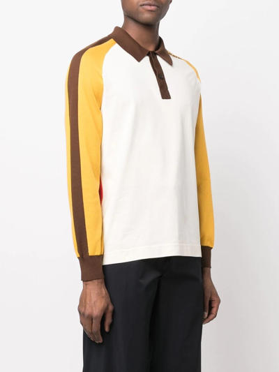 Shop Marni Colour-block Long-sleeved Polo Shirt In Red