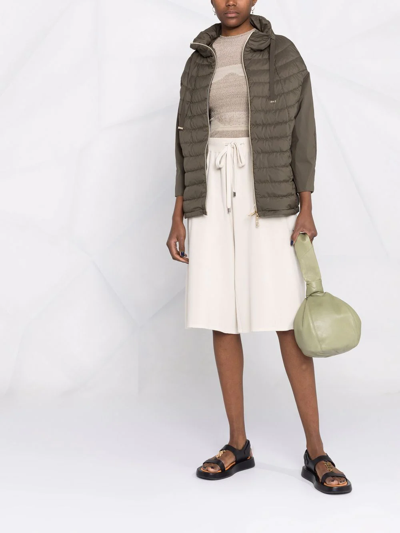 Shop Herno Panelled Bomber Jacket In Green
