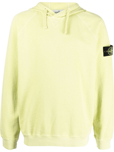 Stone Island Compass Badge Cotton Hoodie In Lemon | ModeSens