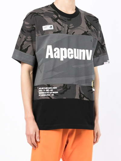 Shop Aape By A Bathing Ape Aapeunvs Camo-print T-shirt In Grey
