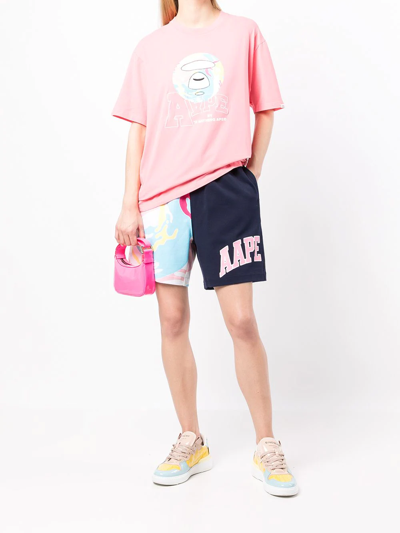 Shop Aape By A Bathing Ape Logo-print Cotton T-shirt In Pink