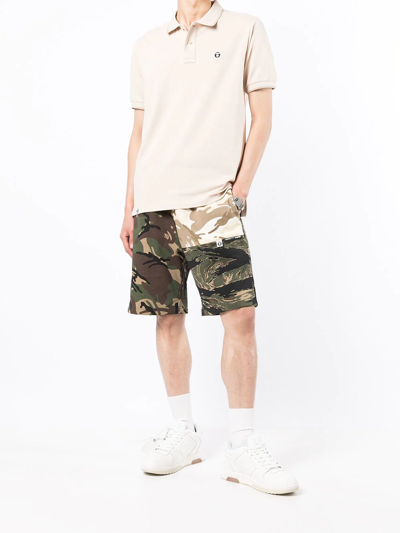 Shop Aape By A Bathing Ape Ape Head-embroidered Polo Shirt In Neutrals