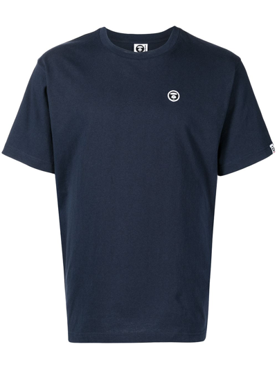 Shop Aape By A Bathing Ape Ape Head-embroidered T-shirt In Blue