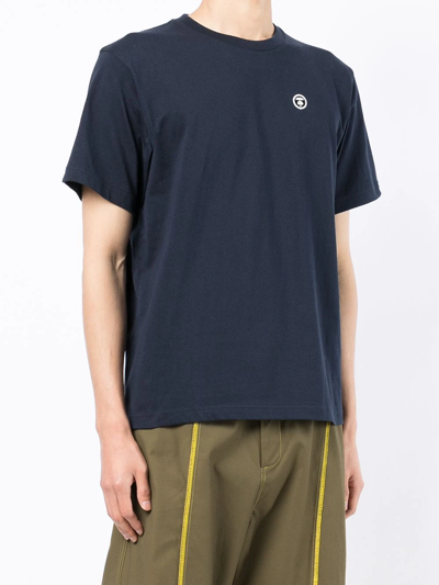 Shop Aape By A Bathing Ape Ape Head-embroidered T-shirt In Blue