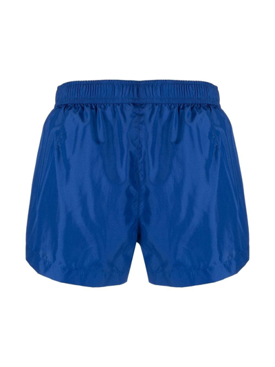 Shop Moschino Logo-patch Swim Shorts In Blue