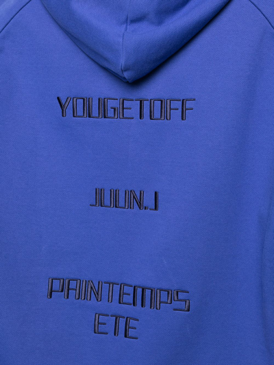 Shop Juunj Logo Drawstring Hoodie In Blue