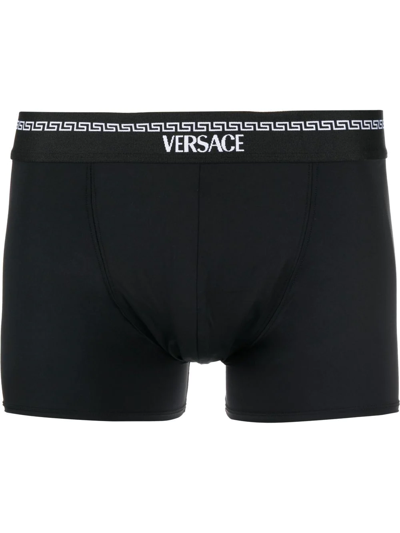 Shop Versace La Greca Boxers In Black