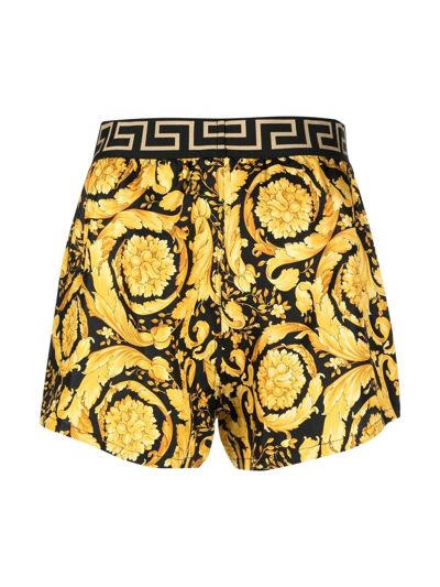 Shop Versace Barocco-print Boxers In Black