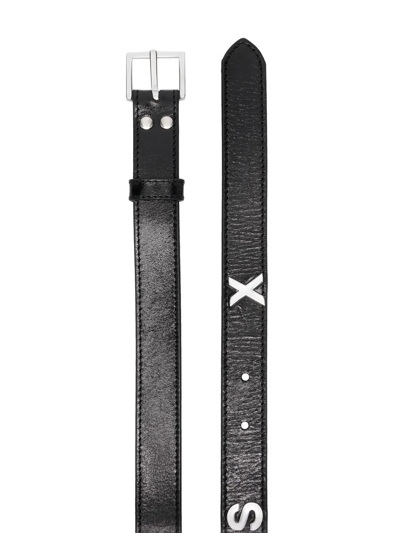 Shop Martine Rose Silver-tone Leather Belt In Black