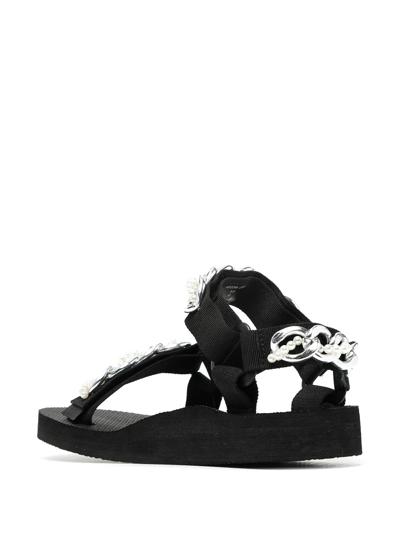 Shop Arizona Love Pearl Chain Detailed Sandals In Black