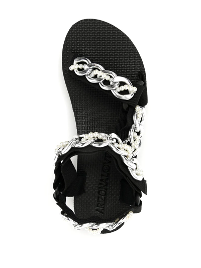 Shop Arizona Love Pearl Chain Detailed Sandals In Black