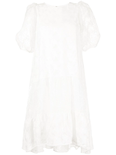 Shop B+ab Short Puff Sleeve Asymmetric Dress In White