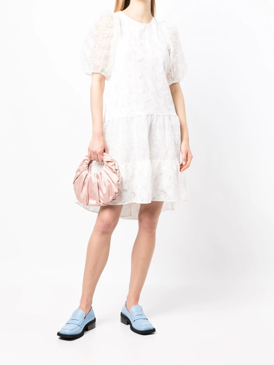 Shop B+ab Short Puff Sleeve Asymmetric Dress In White