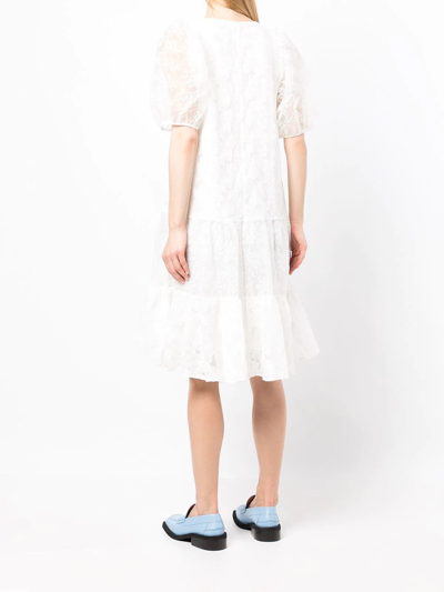 Shop B+ab Short Puff Sleeve Asymmetric Dress In White