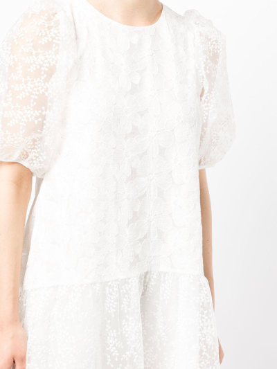 Shop B+ab Short Puff Sleeve Asymmetric Dress In White