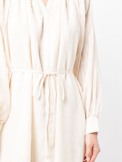 Shop B+ab Belted Puff Sleeve Dress In White