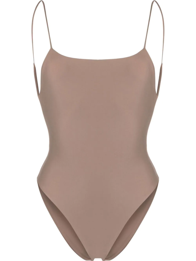 Shop Jade Swim Scoop-back Swimsuit In Neutrals