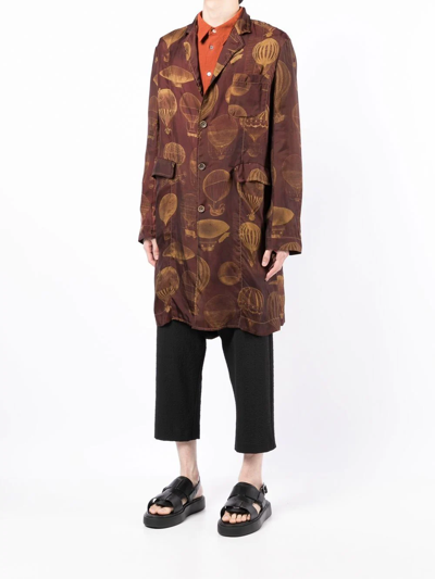 Shop Uma Wang Balloon-print Single-breasted Jacket In Brown