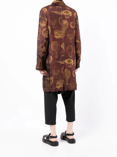 Shop Uma Wang Balloon-print Single-breasted Jacket In Brown