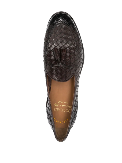 Shop Doucal's Interwoven Leather Loafers In Brown